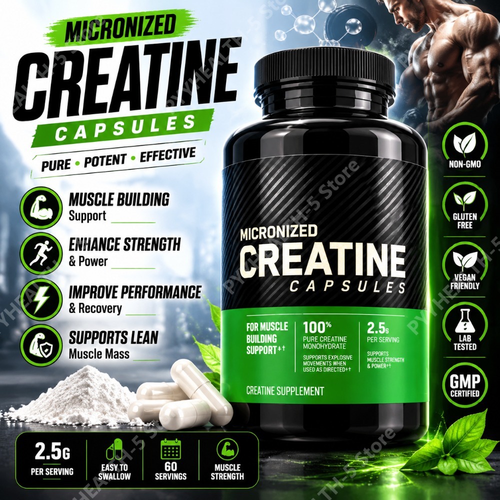 Creatine Monohydrate Powder - كبسولات الكرياتين 2.5 جرام للبالغين -