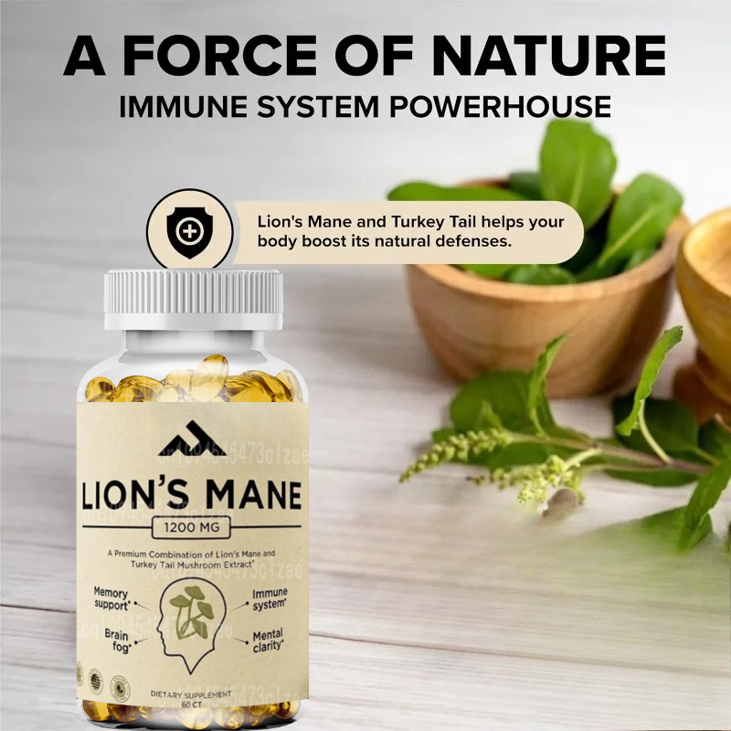 Lion Mane Mushroom - كبسولات مكملات ليون مان مع ذيل