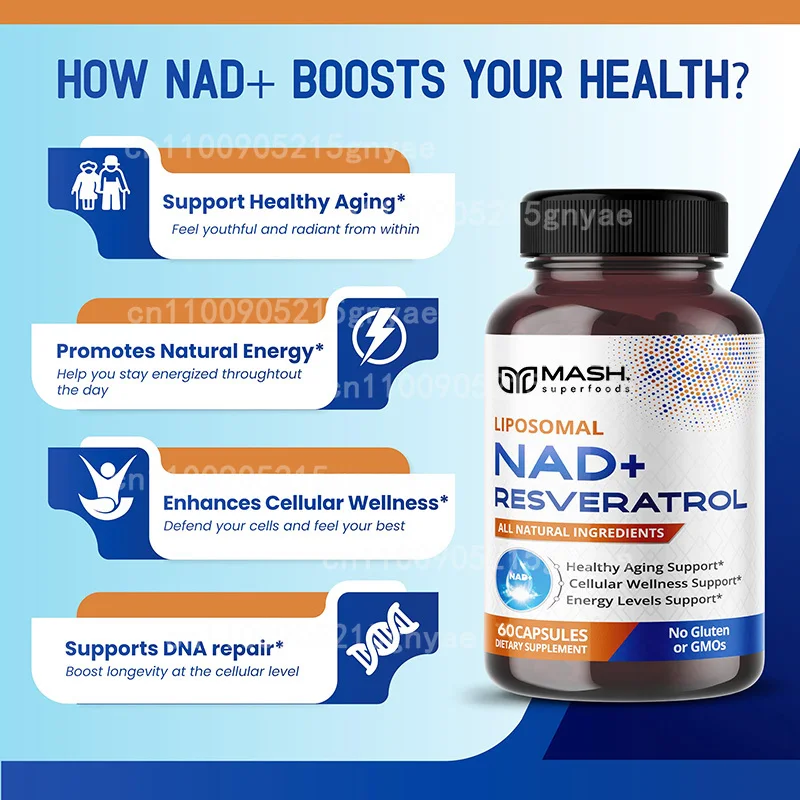 900 ملغ NAD + المكمل: نيكوتينا - مراجعة Resveratrol Capsule Anti Aging وسعره