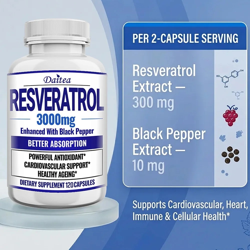 كبسولات مكملات الريسفيراترول - - مراجعة Resveratrol Capsule Anti Aging وسعره