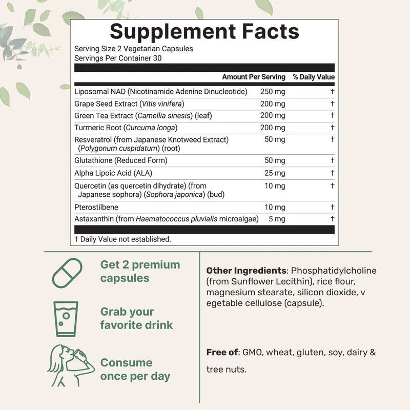 مكمل NAD بقوة إضافية 1000 ملجم - مراجعة Resveratrol Capsule Anti Aging وسعره